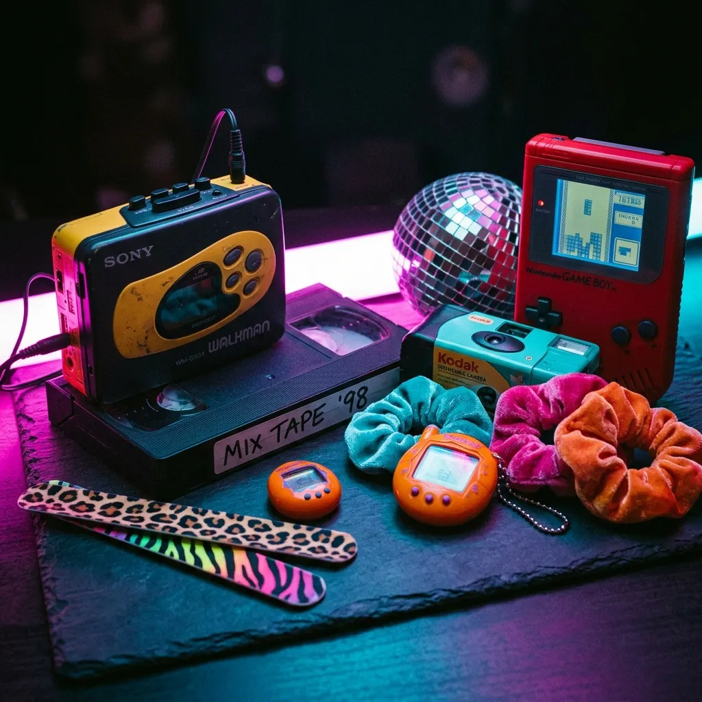 Objetos retro nostálgicos de los 90s